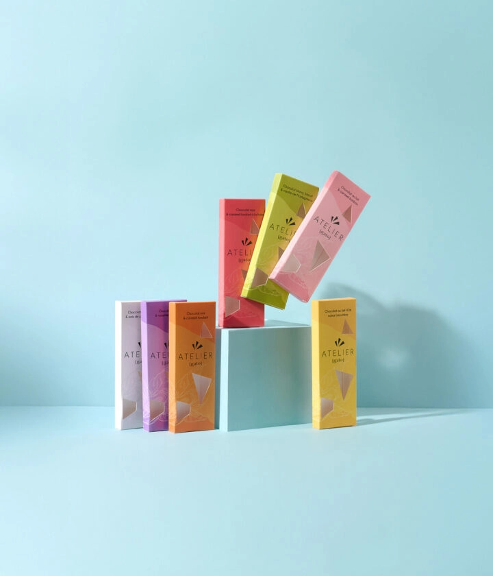 Étui tablette en carton personnalisable pour chocolats, avec finitions haut de gamme et impression sur mesure