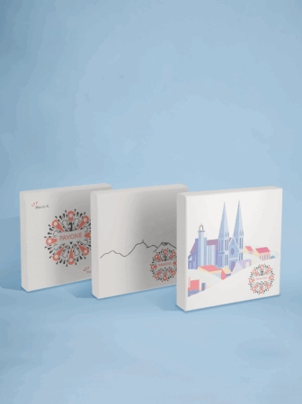 Boîte écrin personnalisée pour chocolats, un emballage élégant et sur-mesure qui valorise vos créations.
