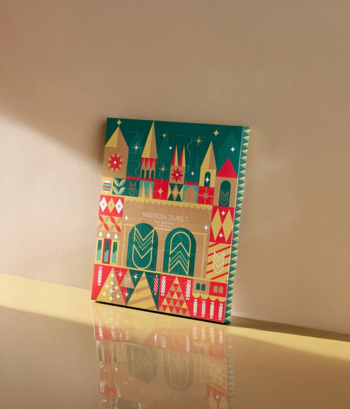 Emballage tableau de l’Avent personnalisable pour chocolats et confiseries de Noël.