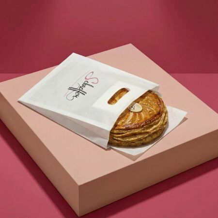 Sac personnalisé pour galette des rois avec logo et couleurs de la maison
