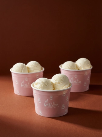 Pot à glace personnalisé. Idéal pour présenter vos glaces avec style et aux couleurs de votre marque.