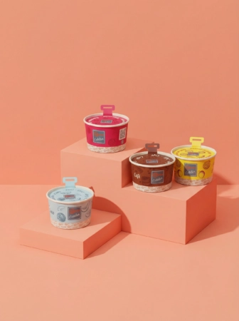 Pot à glace personnalisé. Idéal pour présenter vos glaces avec style et aux couleurs de votre marque.