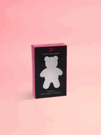 Boîtes personnalisées pour oursons en guimauve.