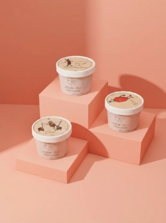 Pot à glace personnalisé. Idéal pour présenter vos glaces avec style et aux couleurs de votre marque.