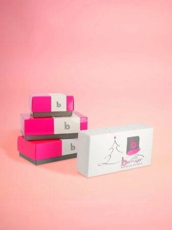 Boîte Balloboîte personnalisée pour chocolats, avec options de couleurs, finitions et logo, emballage élégant valorisant la marque.