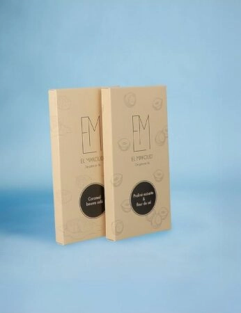 Emballage tablette en carton personnalisable pour chocolats, avec finitions haut de gamme et impression sur mesure