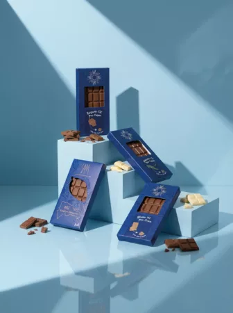 Étui tablette en carton personnalisable pour tablette de chocolat.