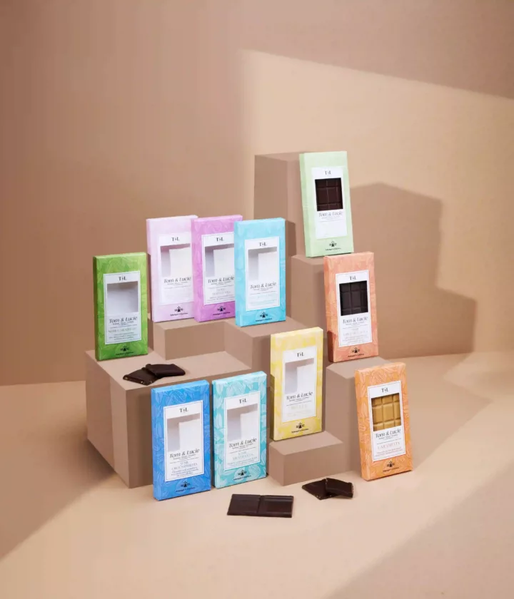 Étui tablette en carton personnalisable pour tablette de chocolat.