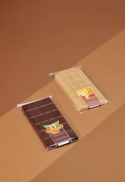 Sachet tablette transparent personnalisable pour tablette de chocolat.