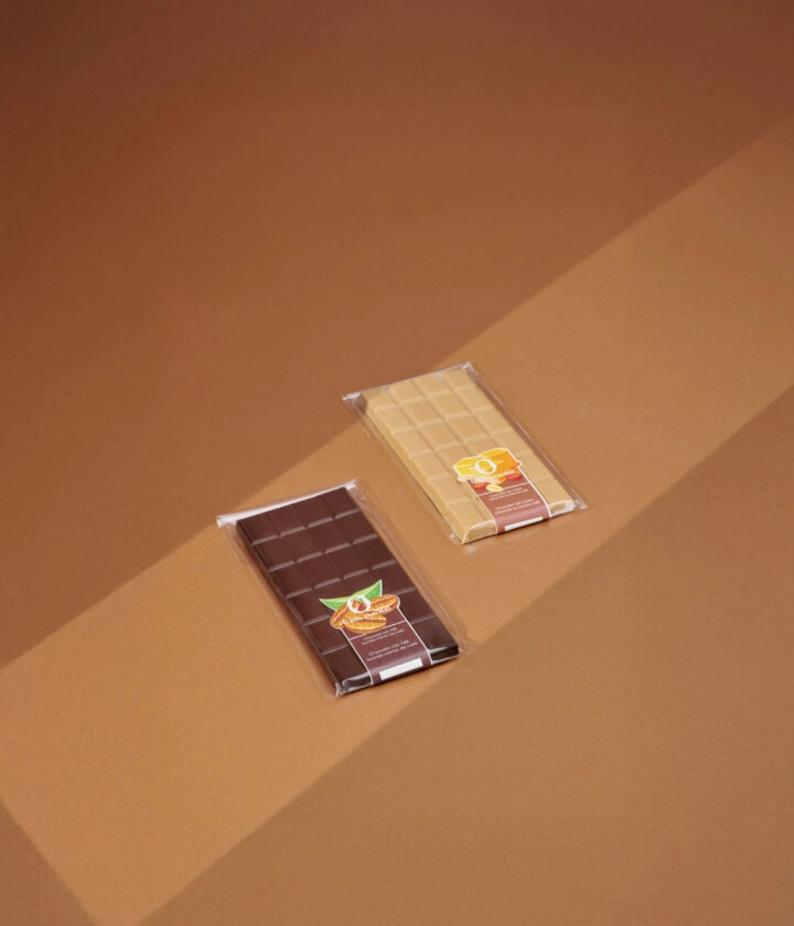 Sachet tablette transparent personnalisable pour tablette de chocolat.