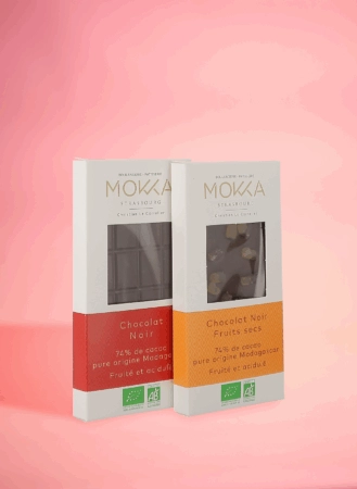 Emballage tablette en carton personnalisable pour chocolats, avec finitions haut de gamme et impression sur mesure