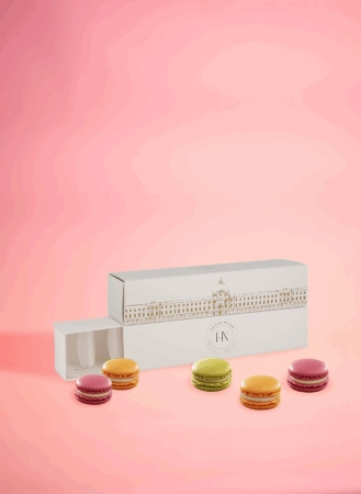 Étui à macarons personnalisable, avec impression sur mesure – présentation élégante de macarons en coffret.