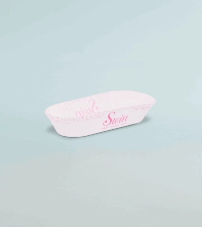 Caissette plissée personnalisée, idéale pour la présentation en vitrine de pâtisseries et gâteaux individuels, disponible en plusieurs tailles.