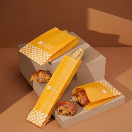 Sac à pains et baguettes personnalisé avec logo pour boulangerie.