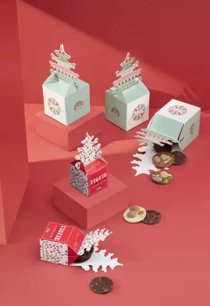 boîte chocolat cube sapin personnalisée