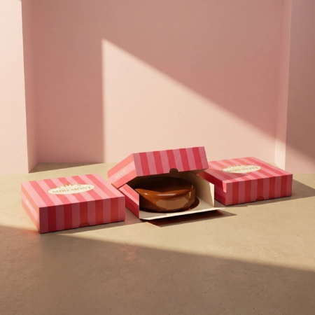 Boîte pâtissière personnalisée – emballage élégant et protecteur pour pâtisseries et desserts raffinés.