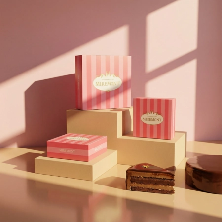 Boîte pâtissière personnalisée – emballage élégant et protecteur pour pâtisseries et desserts raffinés.