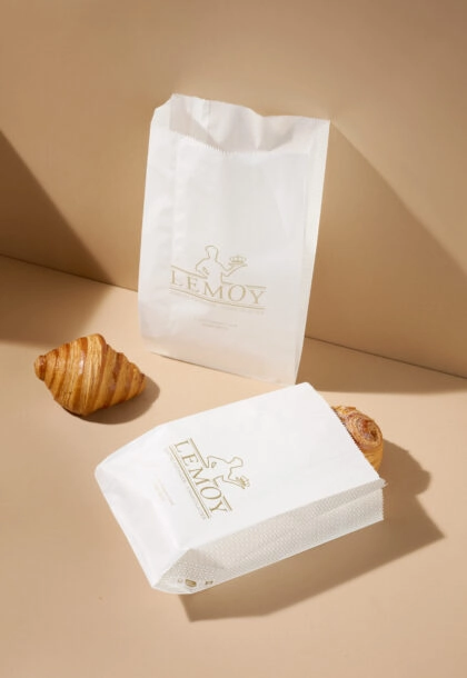 Sac à viennoiseries personnalisé avec logo, idéal pour boulangeries et pâtisseries