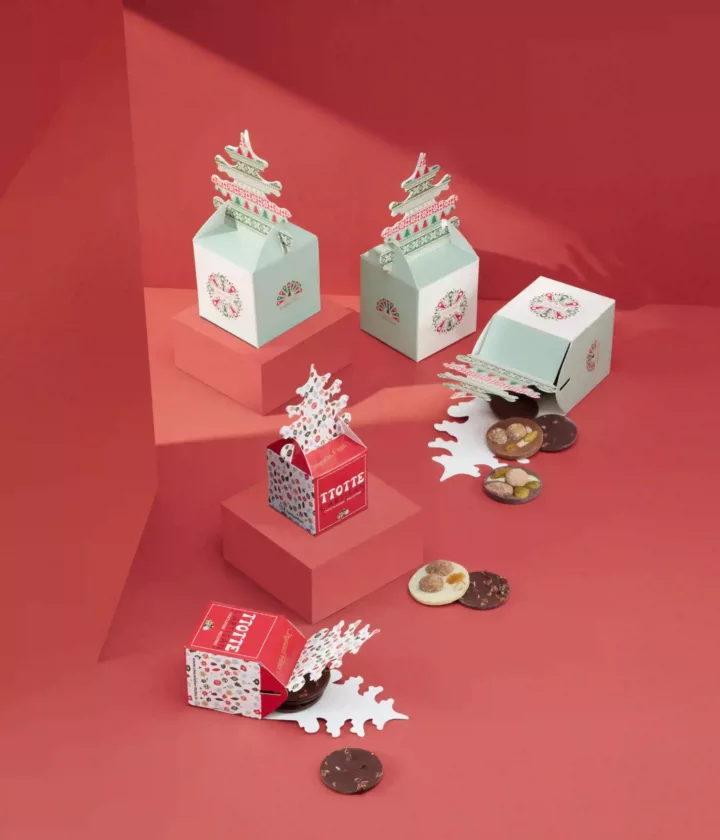 boîte chocolat cube sapin personnalisée