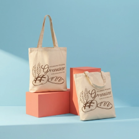 Sac en coton personnalisé avec logo, idéal pour boulangeries et commerces de proximité