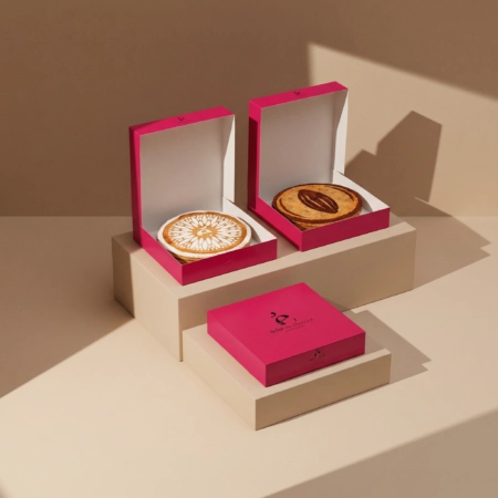 Boîte pâtissière personnalisée – emballage élégant et protecteur pour pâtisseries et desserts raffinés.