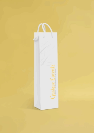 Sac personnalisé pour bouteille, idéal pour le transport et la présentation de bouteilles de vin, avec impression de logo.