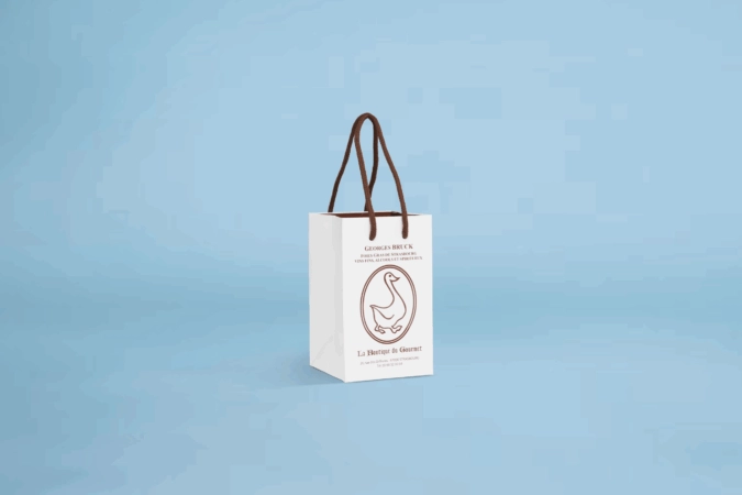 Sac luxe personnalisé avec poignées, idéal pour sublimer le packaging de chocolats, confiseries ou produits gourmets, avec impression du logo et visuel de marque.