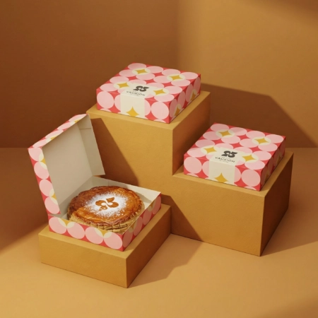 Boîte pâtissière personnalisée – emballage élégant et protecteur pour pâtisseries et desserts raffinés.