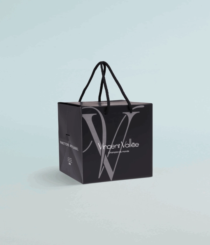 Sac panettone personnalisé, idéal pour un emballage élégant et sur-mesure de vos panettones, avec impression de logo.