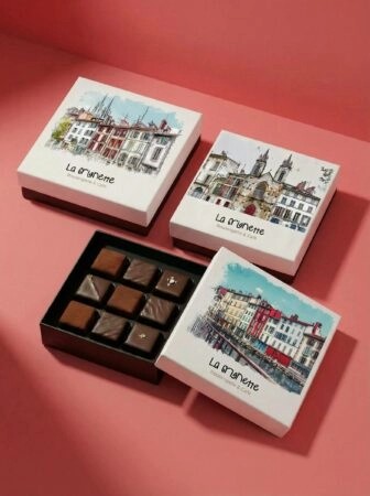 Boîte à couvercle coiffant personnalisée, pour chocolats, biscuits et confiseries