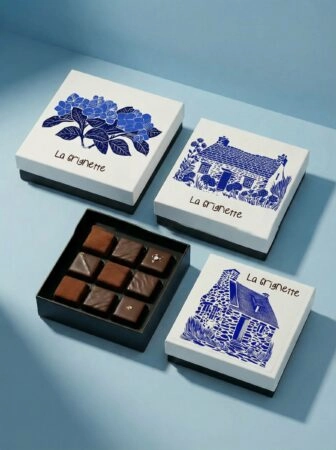 Boîte à couvercle coiffant personnalisée, pour chocolats, biscuits et confiseries