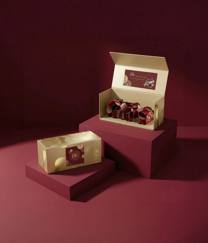 Boîte à bûche rigide personnalisée, design élégant et protection optimale pour bûche