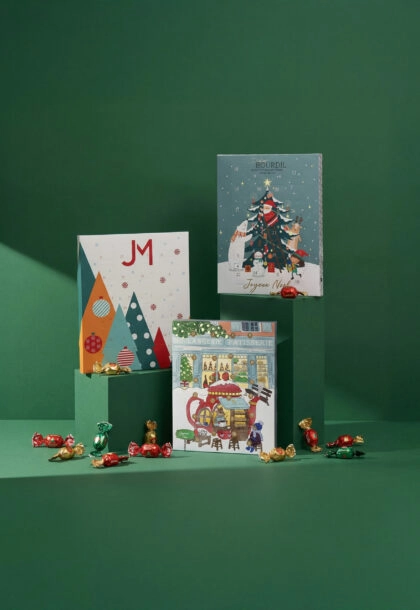 Emballage tableau de l’Avent personnalisable pour chocolats et confiseries de Noël