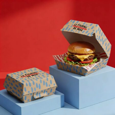 Boîte hamburger personnalisée, pour le transport et le maintien optimal