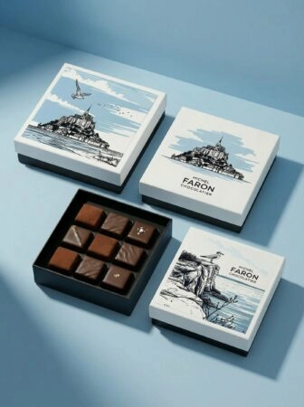 Boîte à couvercle coiffant personnalisée, pour chocolats, biscuits et confiseries